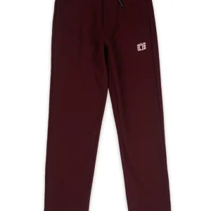 Gini And Jony Boys Maroon Solid Cotton Elasticated Track Pant