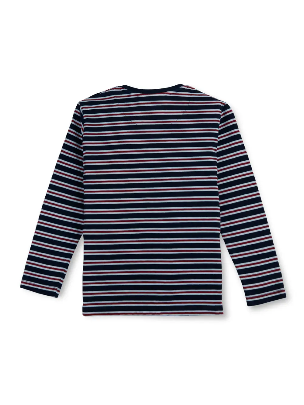 Gini And Jony Boys Blue Stripes Cotton T-Shirt Full Sleeves