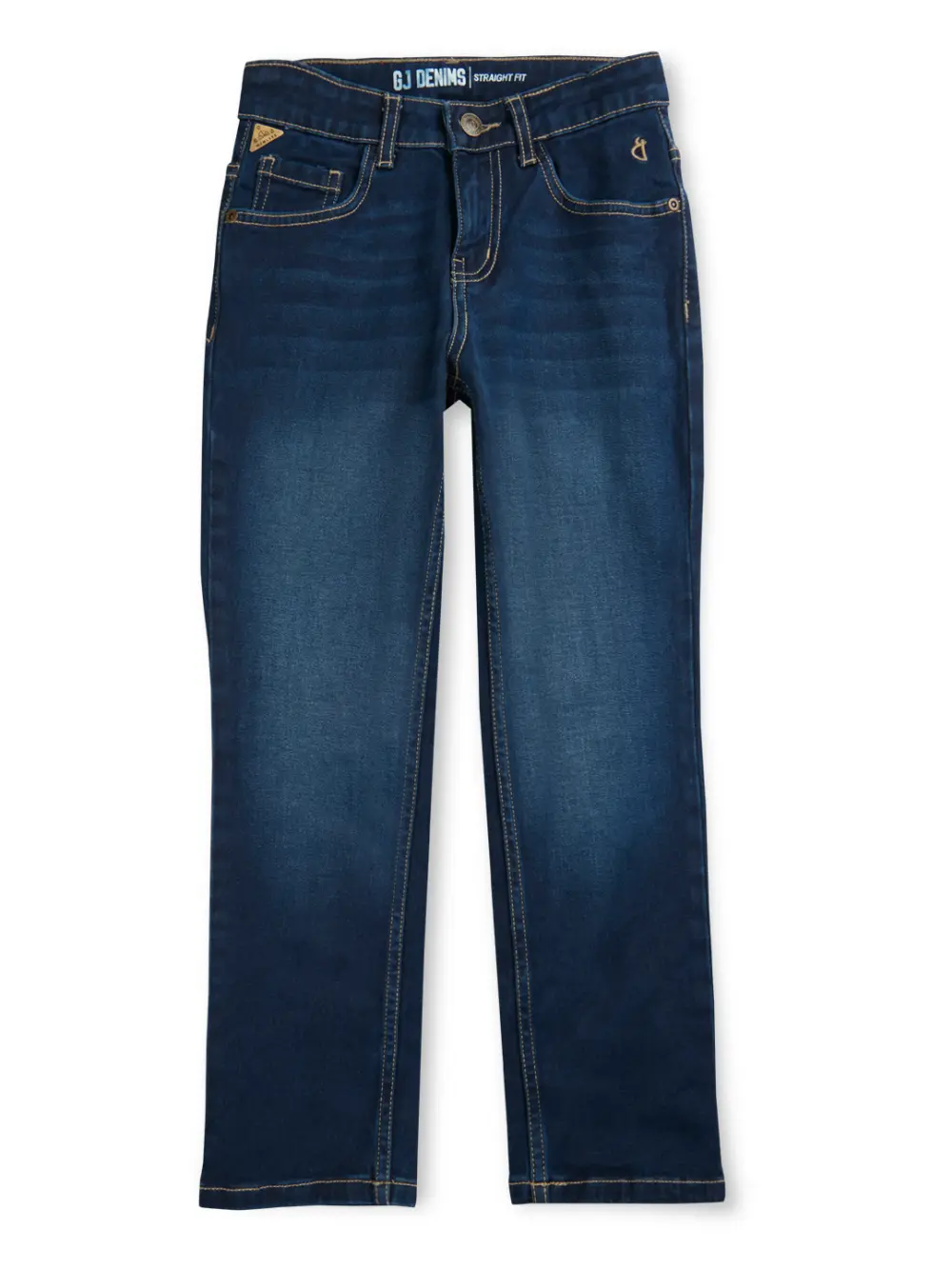 Gini & Jony Boys Navy Blue Solid Denim Fixed Waist Jeans