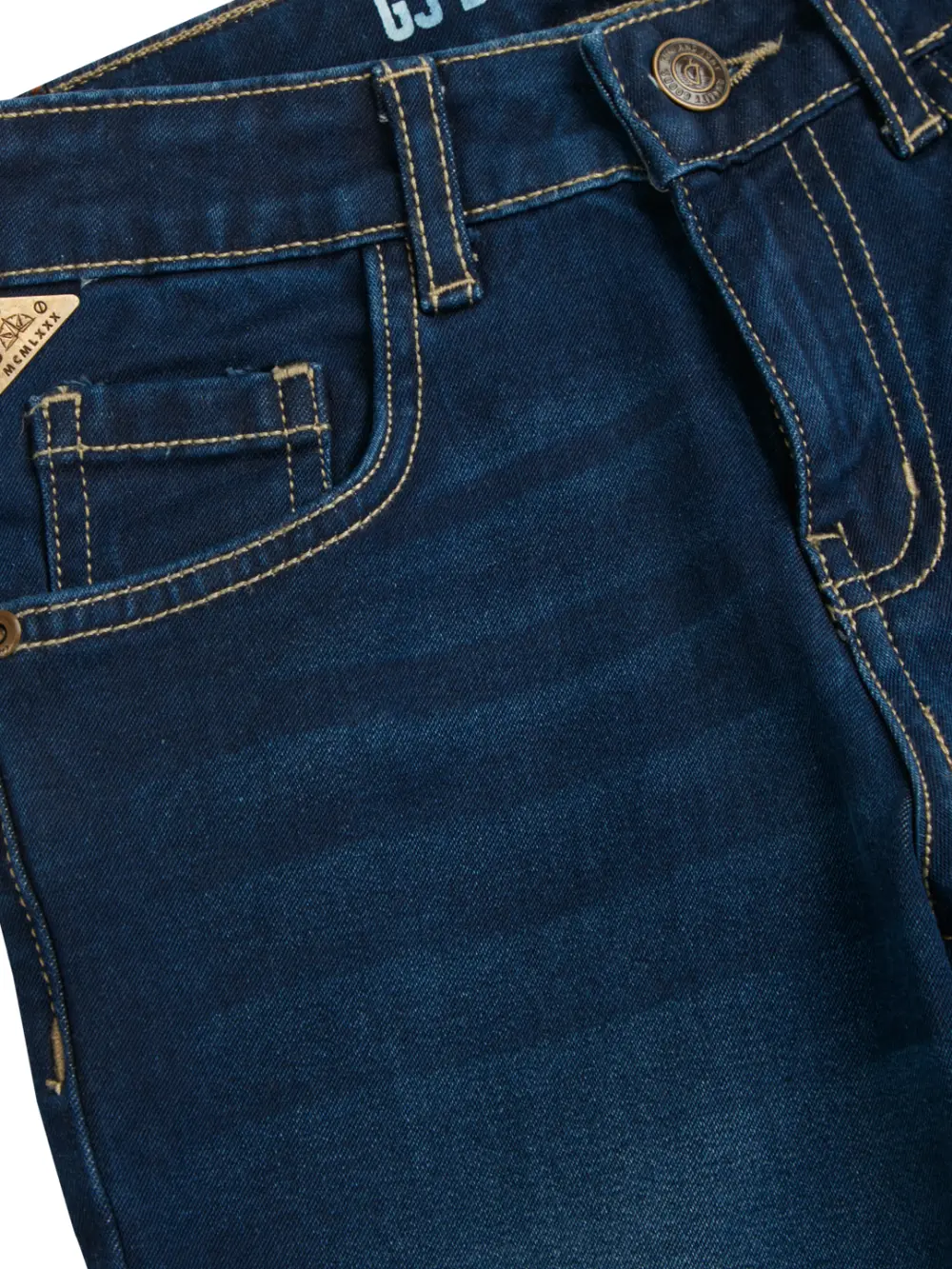 Gini & Jony Boys Navy Blue Solid Denim Fixed Waist Jeans