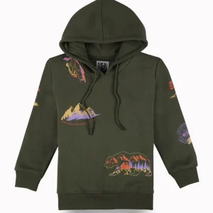 Gini And Jony Boys Olive Graphic Print Cotton Sweat Shirt Full Sleeves