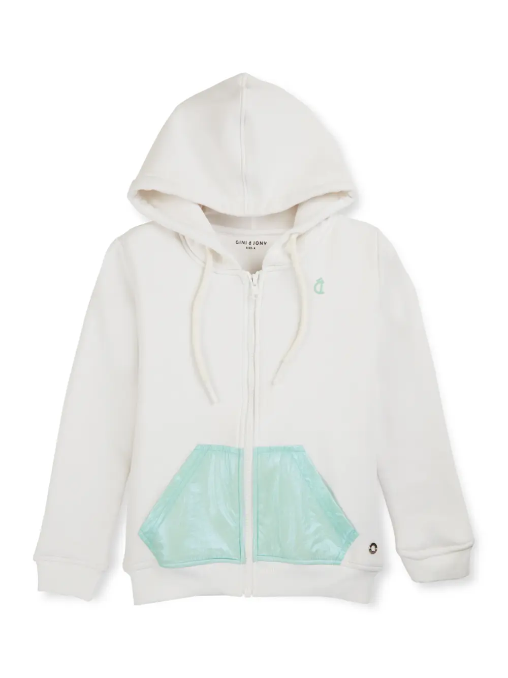 Gini And Jony Girls White Solid Fleece Full Sleeves Knits Jacket