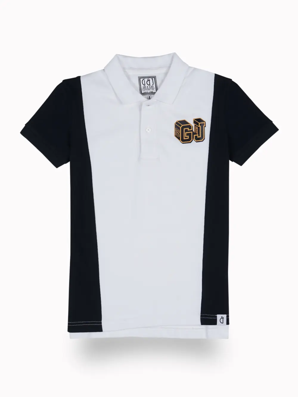 Gini And Jony Boys White Colorblock Cotton Half Sleeves Polo T-Shirt