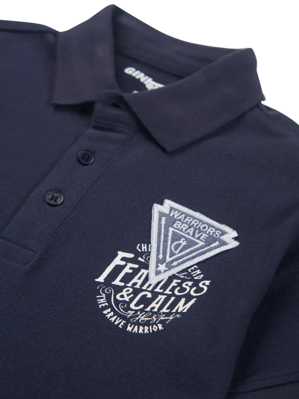 Gini And Jony Boys Navy Blue Typographic Print Polo T-Shirt Half Sleeves