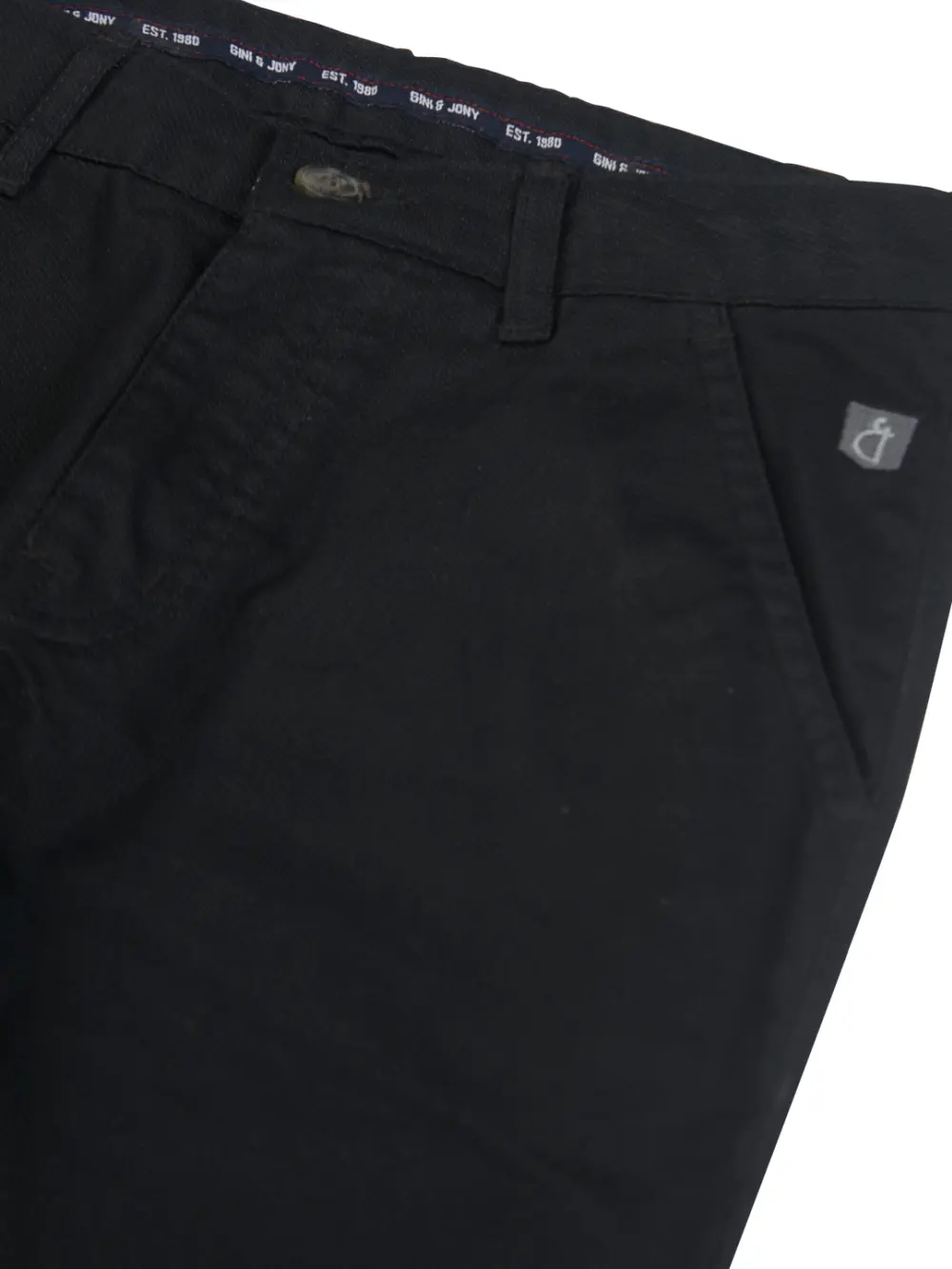 Gini And Jony Boys Black Solid Cotton Fixed Waist Trouser