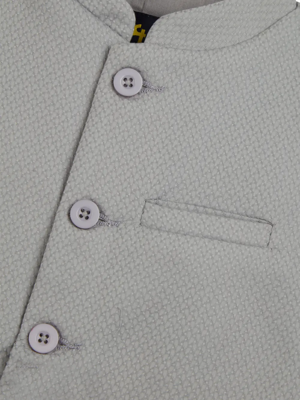 Gini And Jony Boys Grey Solid Cotton Sleeveless Modi Jacket