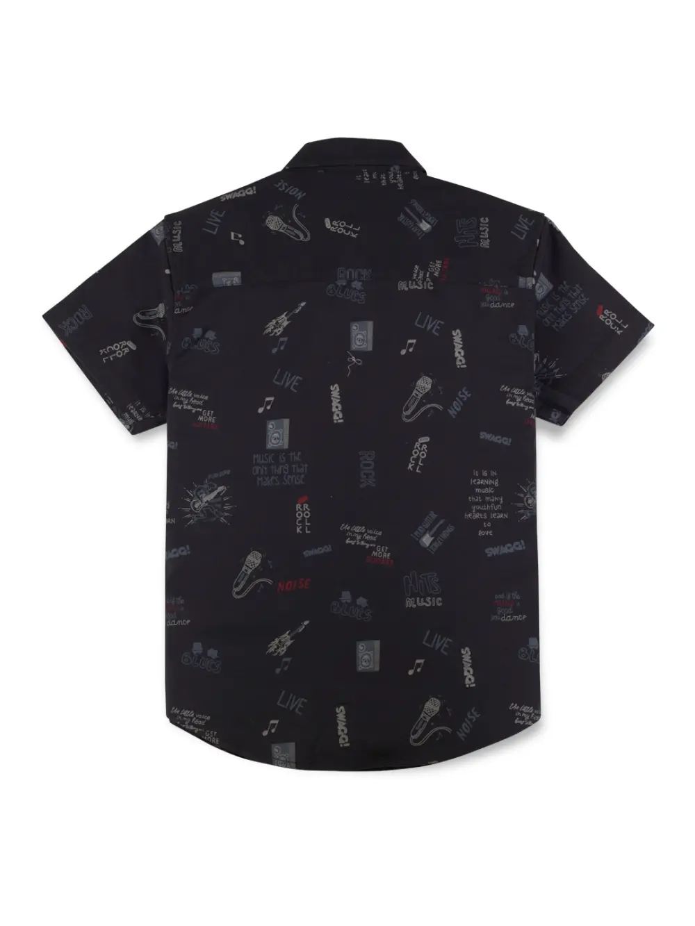 Gini And Jony Boys Black Conversational Print Cotton Shirt Half Sleeves