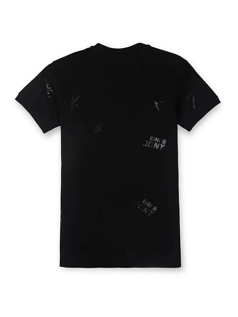 Gini & Jony Boys Black Textured Cotton Half Sleeves T-Shirt