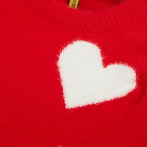 Gini And Jony Girls Red Printed Woven Sweater Full Sleeves 11-12 Years