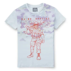Gini & Jony Boys' Blue T-Shirt Knitshand-Wash Regular Fit