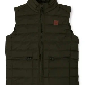 Gini And Jony Boys Olive Solid Taffeta Heavy Winter Jacket Sleeveless