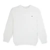 Boys White Solid Cotton Full Sleeves Sweater