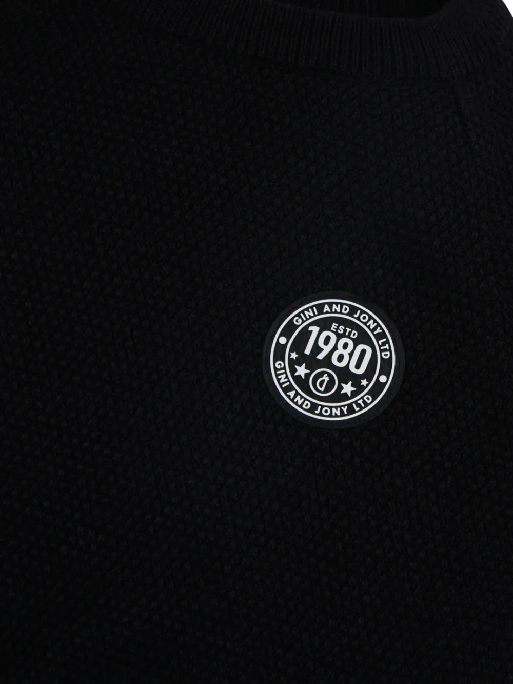 Boys Black Solid Cotton Full Sleeves Sweater
