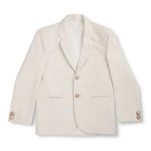 Gini And Jony Boys White Solid Woven Plain Full Sleeves Blazer