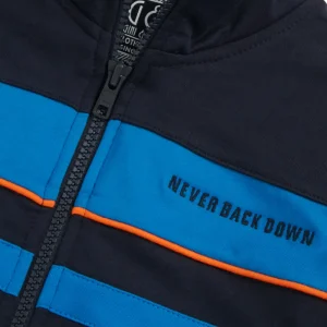 Gini And Jony Boys Navy Blue Color Block Cotton Knits Jacket Full Sleeves