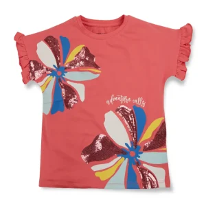 Gini And Jony Girls Cotton Round Neck Half Sleeves Knits Top