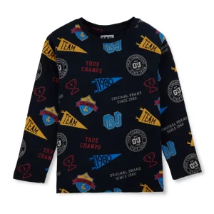 Gini & Jony Boys' Blue T-Shirt Knitshand-Wash Regular Fit
