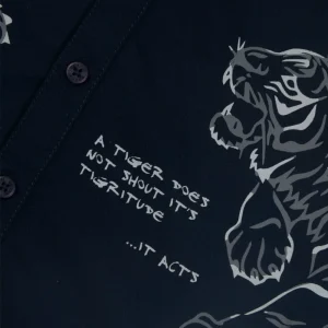 Gini And Jony Boys Navy Blue Graphic Print Shirt Full Sleeves