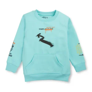 Boys Blue Cotton Printed Sweatshirt