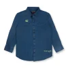 Gini And Jony Boys Blue Graphic Print Denim Shirt Full Sleeves