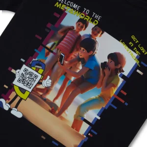 Gini And Jony Boys Black Digital Print Cotton T-Shirt Half Sleeves