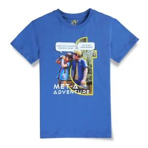 Gini And Jony Boys Blue Digital Print Cotton Single Jersey T-Shirt Half Sleeves