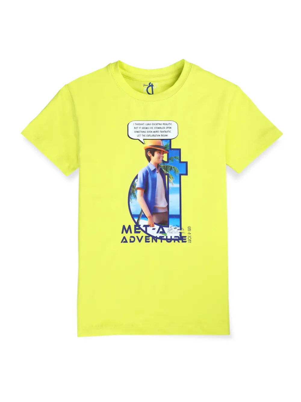 Gini And Jony Boys Lime Digital Print Cotton Single Jersey T-Shirt Half Sleeves
