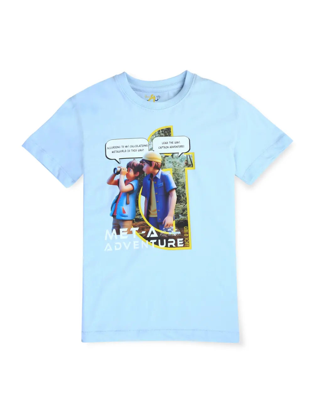 Gini And Jony Boys Blue Digital Print Cotton T-Shirt Half Sleeves