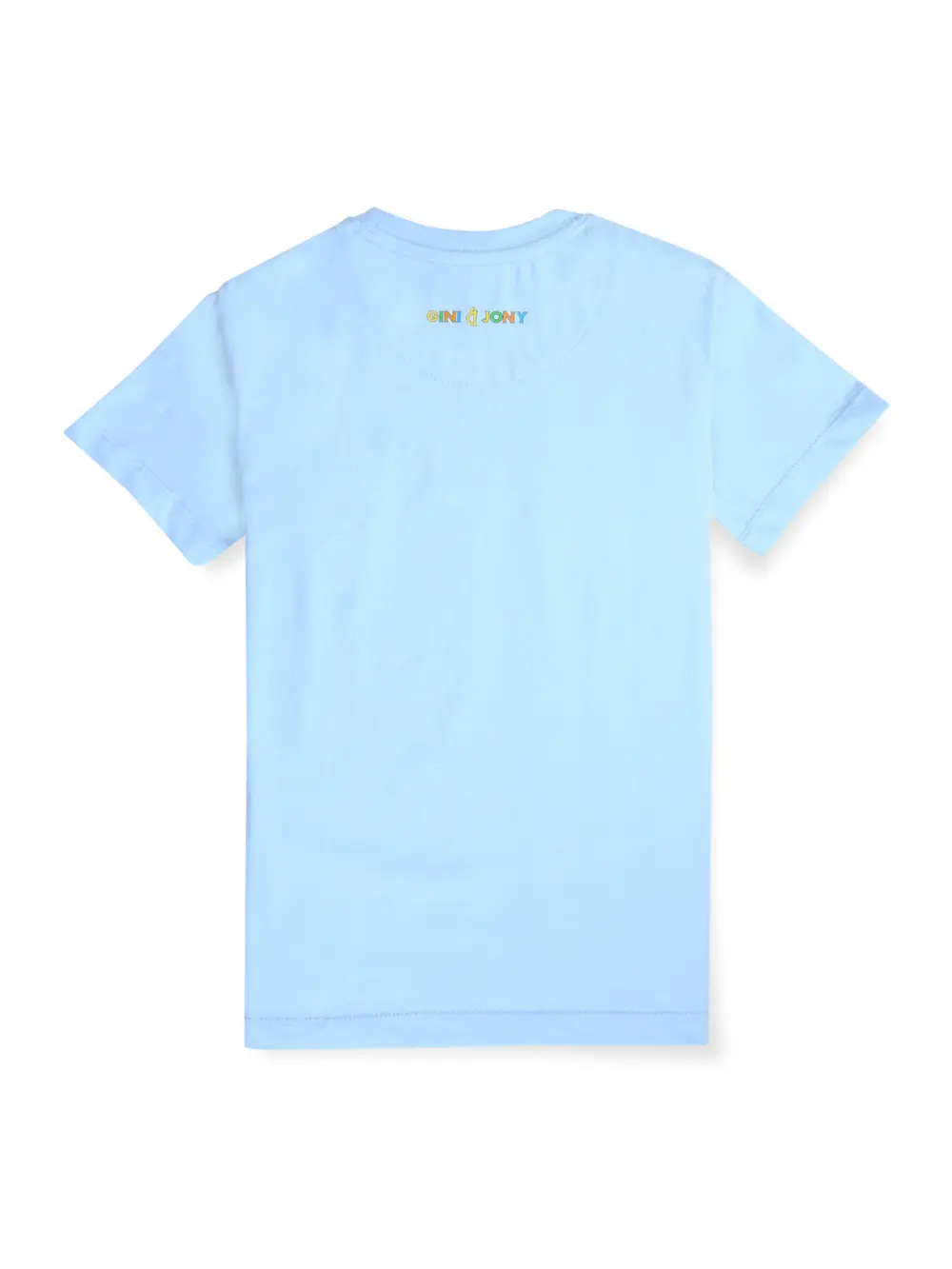 Gini And Jony Boys Blue Digital Print Cotton T-Shirt Half Sleeves