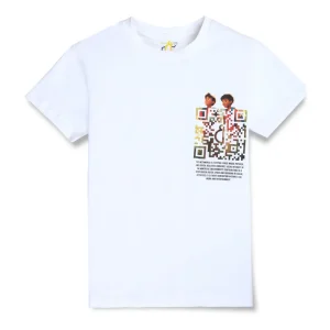 Gini And Jony Boys White Digital Print Cotton T-Shirt Half Sleeves