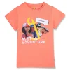 Gini And Jony Girls Peach Digital Print Cotton Knits Top Half Sleeves 3-4 Years