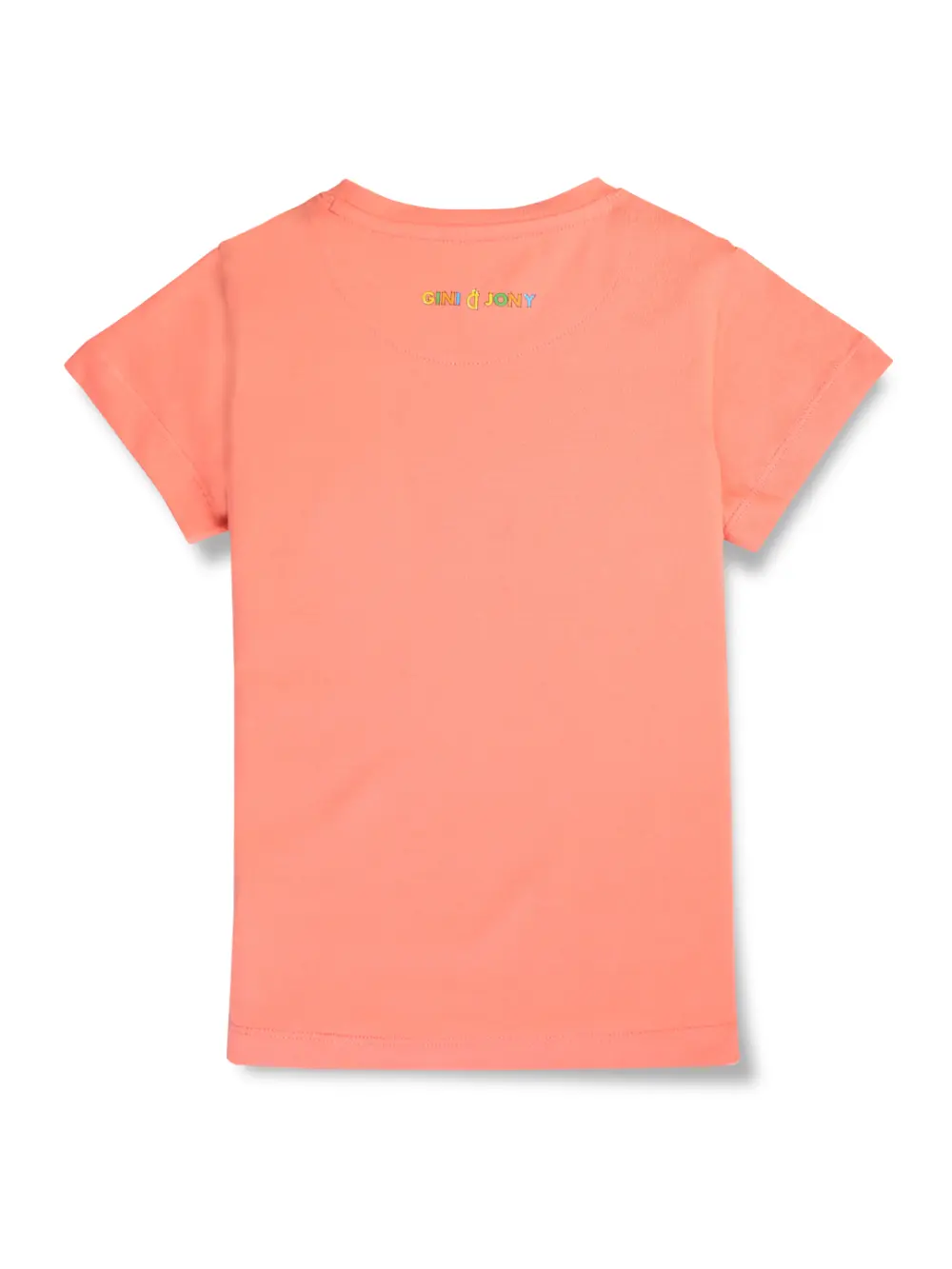 Gini And Jony Girls Peach Digital Print Cotton Knits Top Half Sleeves 3-4 Years