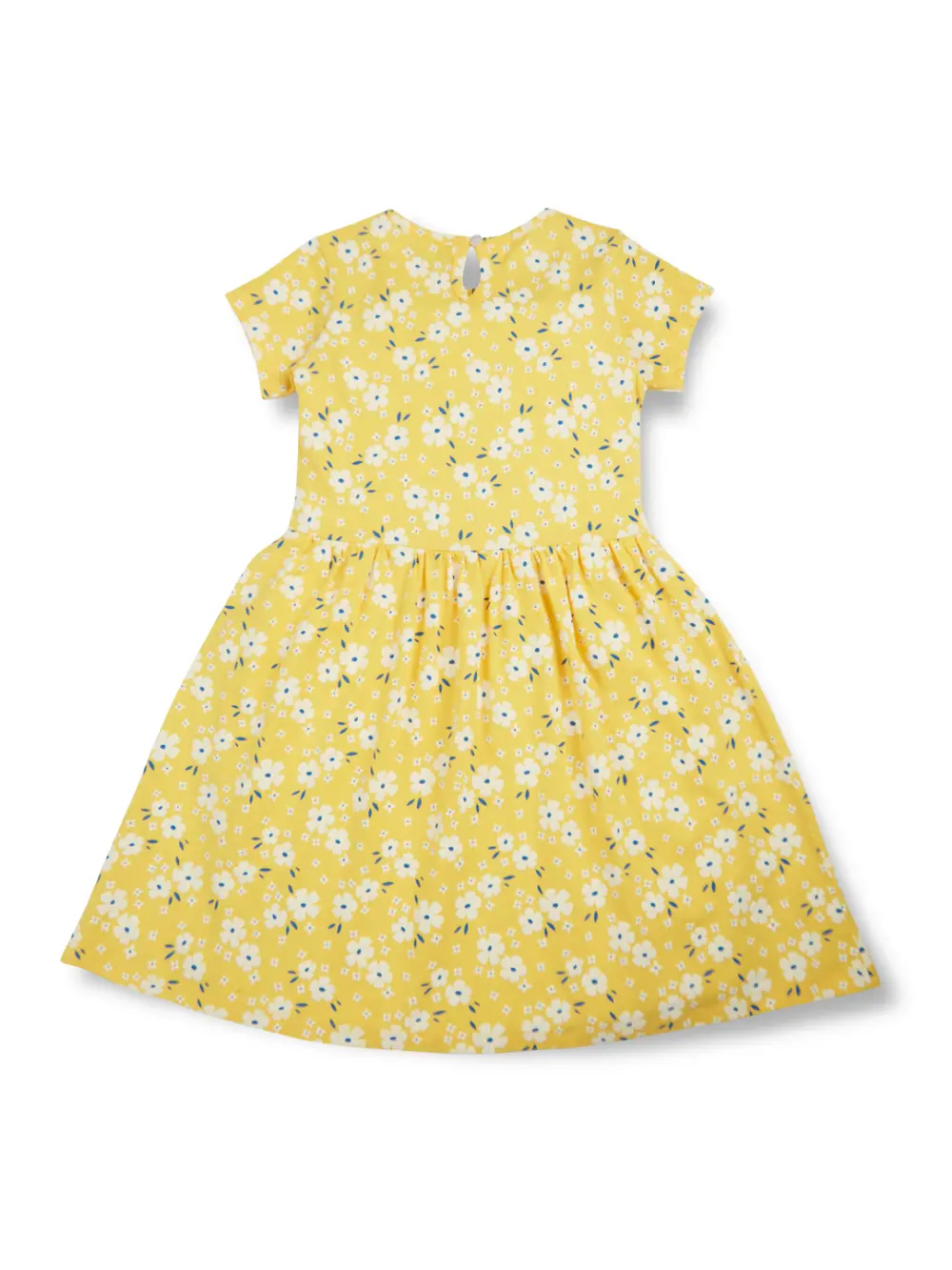 Gini And Jony Girls Yellow Floral Print Cotton Dress Half Sleeves