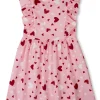 Gini And Jony Girls Pink Conversational Print Cotton Dress Sleeveless
