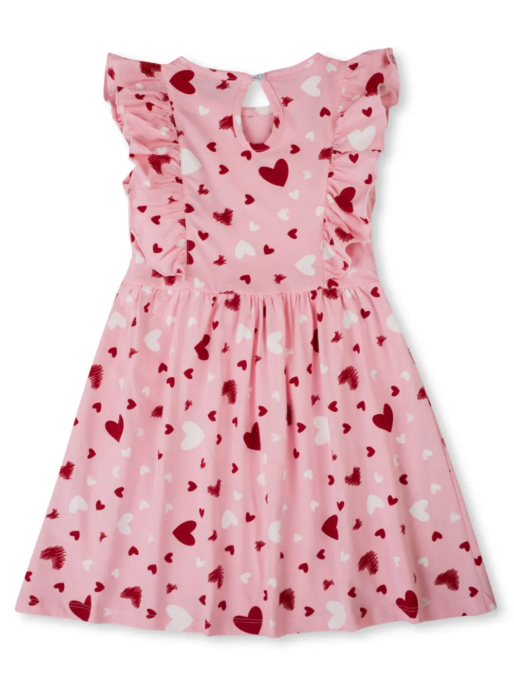 Gini And Jony Girls Pink Conversational Print Cotton Dress Sleeveless