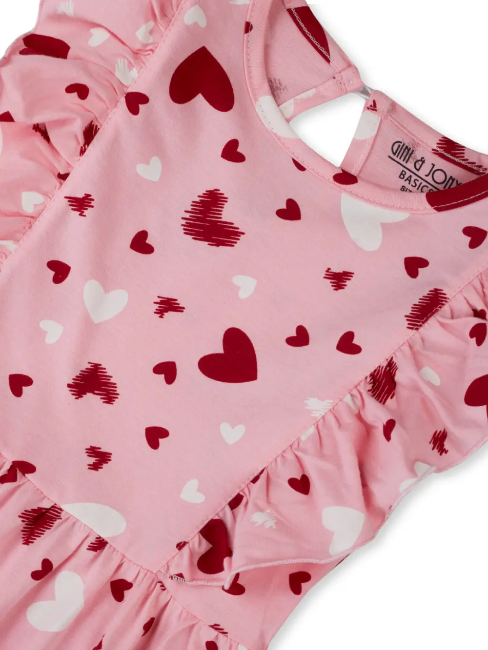 Gini And Jony Girls Pink Conversational Print Cotton Dress Sleeveless