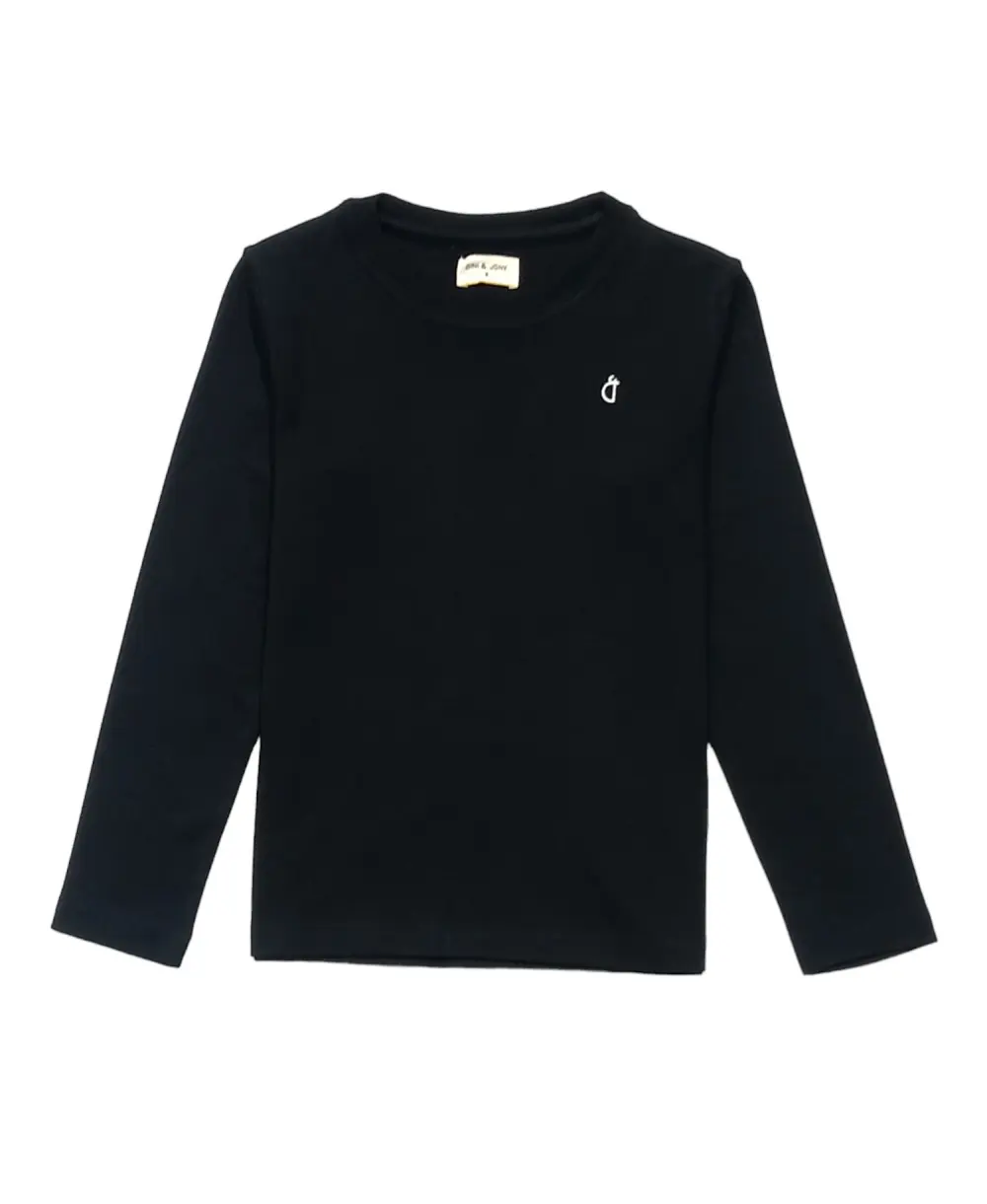 Gini And Jony Girls Black Solid Cotton Knits Top Half Sleeves 3-4 Years