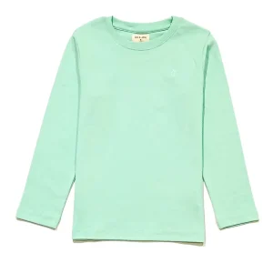 Gini And Jony Girls Green Solid Cotton Knits Top Half Sleeves 3-4 Years