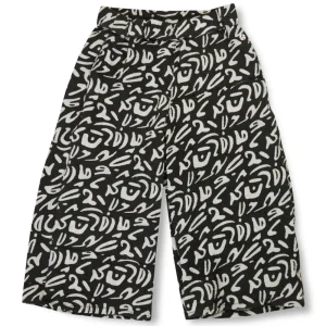 Gini And Jony Girls Black Abstract Crepe Culottes Elasticated