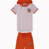 Gini And Jony Boys Orange Stripes Cotton Co-Ordinate Set