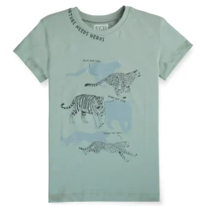 Gini & Jony Boys' Blue T-Shirt Knitshand-Wash Regular Fit