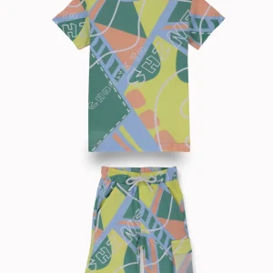 Gini And Jony Boys Multi Color Abstract Cotton Co-Ordinate Set