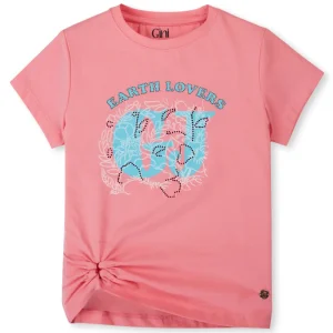 Gini And Jony Girls Cotton Round Neck Half Sleeves Knits Top