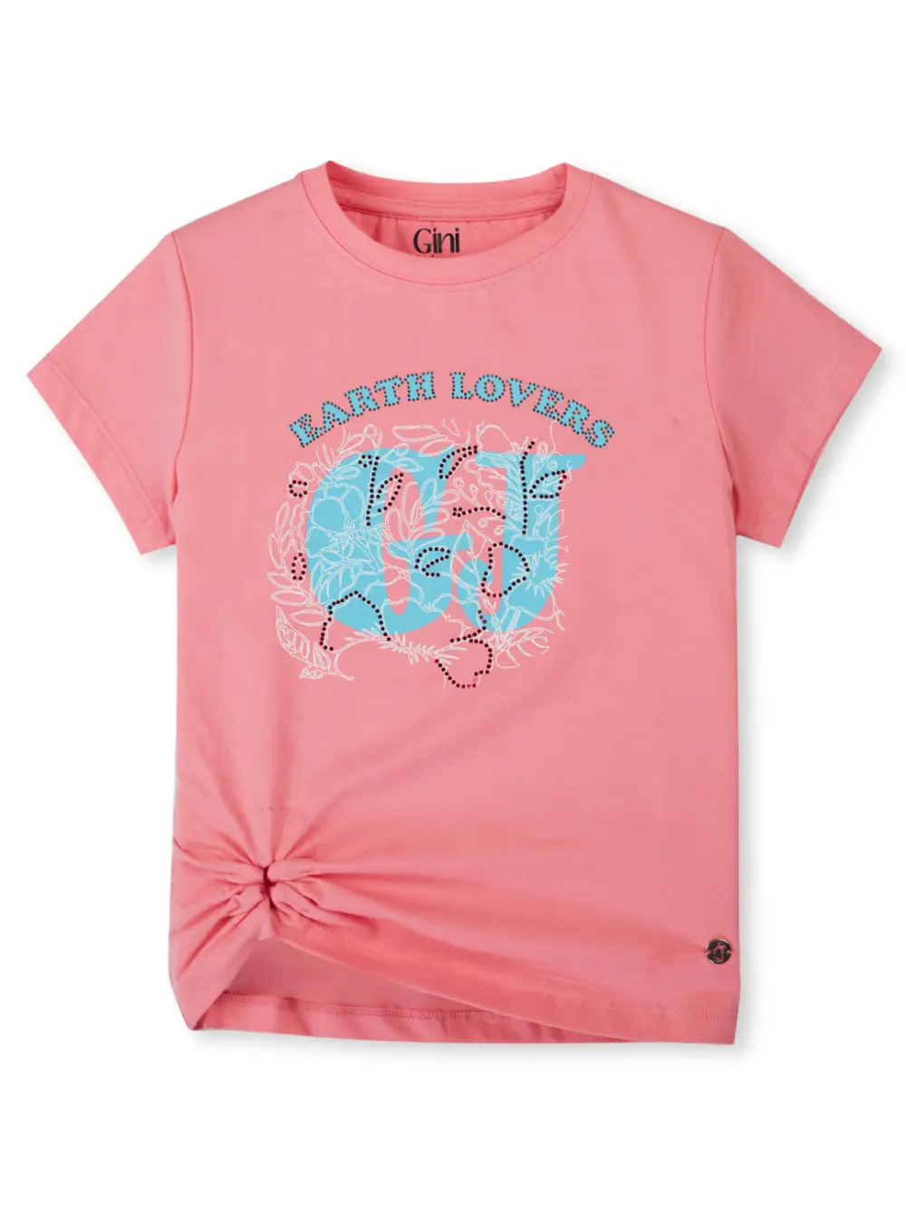 Gini And Jony Girls Cotton Round Neck Half Sleeves Knits Top