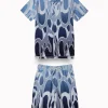 Gini And Jony Boys Blue Abstract Print Cotton Co-Ordinate Set