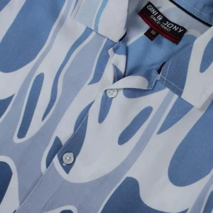 Gini And Jony Boys Blue Abstract Print Cotton Co-Ordinate Set