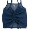Gini And Jony Girls Blue Solid Denim Woven Top Half Sleeves 9-10 Years