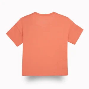 Gini And Jony Girls Peach Typographic Print Cotton Knits Top Half Sleeves 9-10 Years