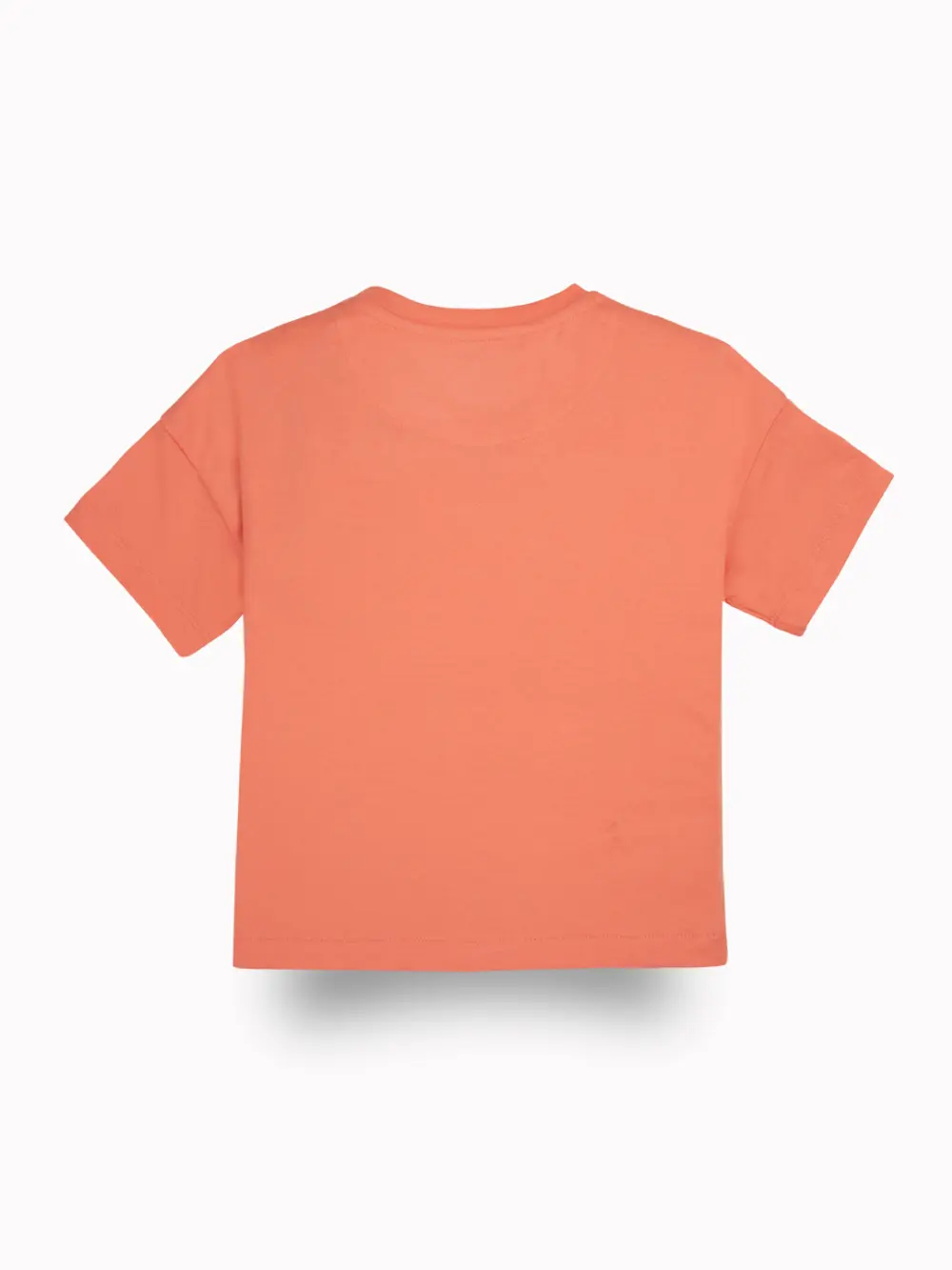 Gini And Jony Girls Peach Typographic Print Cotton Knits Top Half Sleeves 9-10 Years