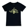 Gini And Jony Girls Black Graphic Print Cotton Lycra Knits Top Half Sleeves
